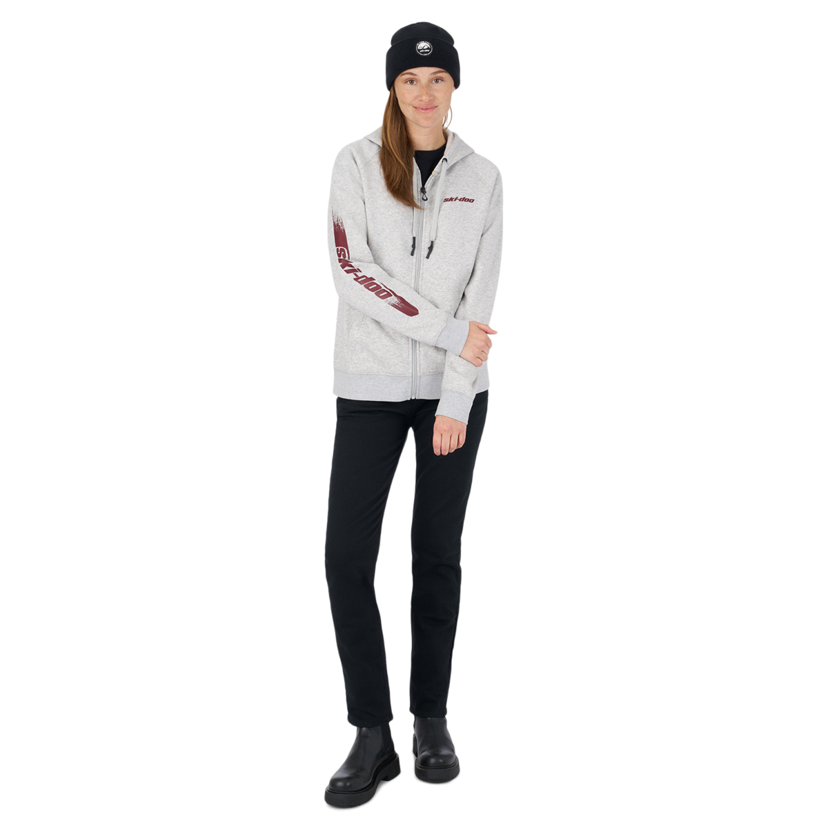Ski-Doo Women's Signature Zip-Up Hoodie Heather Grey 28810727 - Image 3