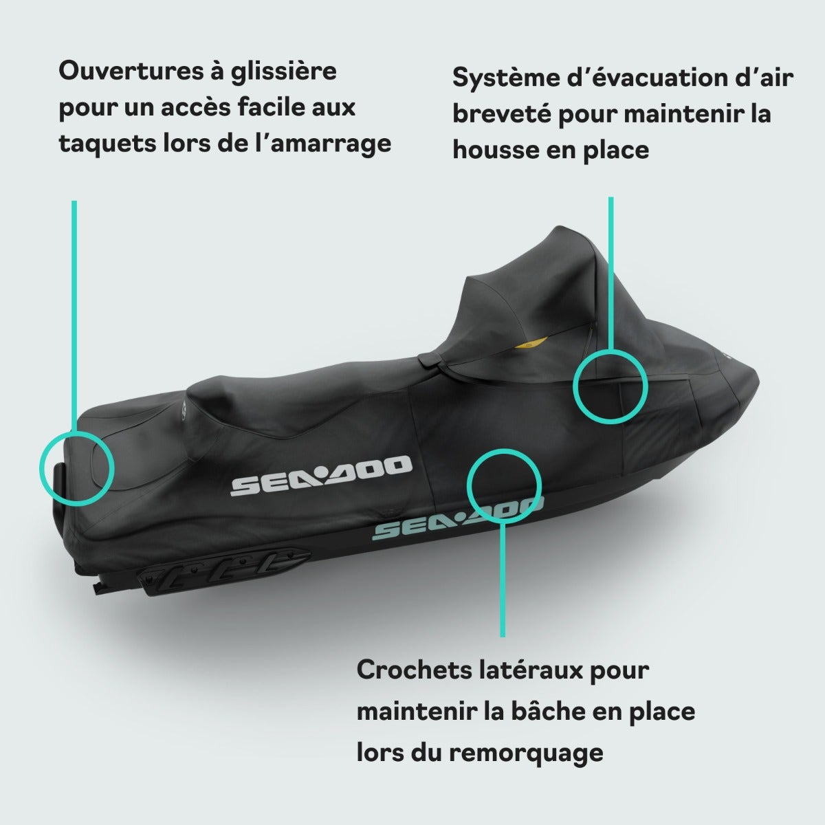 Sea-Doo Cover - RXT, RXT-X, GTX and Wake Pro models with Touring Windshield 295101348 - Image 7